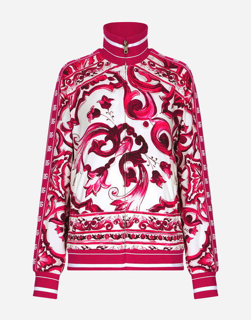 ZIP-UP CADY SWEATSHIRT WITH MAJOLICA PRINT