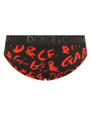 TWO-WAY STRETCH JERSEY BRANDO BRIEFS WITH LOGO PRINT
