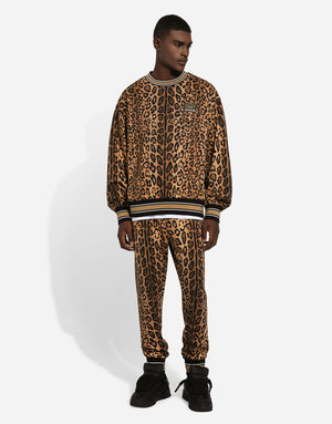 CRESPO LEO PRINTED CREWNECK SWEATSHIRT WITH PLAQUE