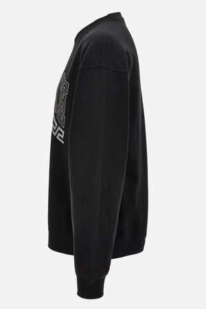 Sweatshirt In Jersey Fabric + Print And Studs Greca Varsity Logo