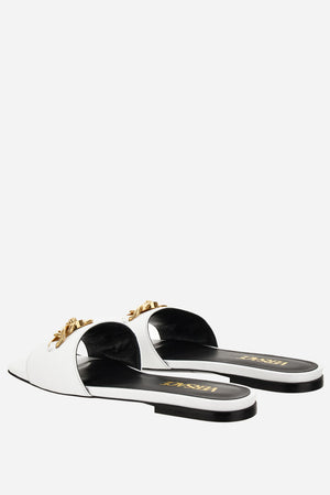Icon Chain Flat Sandal  In Calf Leather