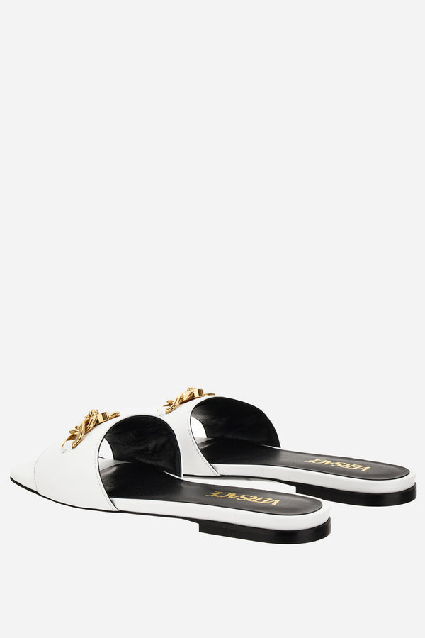 Icon Chain Flat Sandal  In Calf Leather