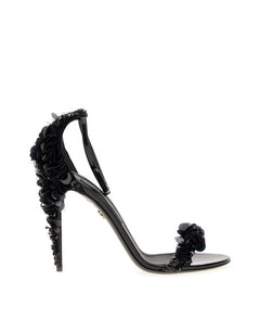 CALFSKIN SANDALS WITH SEQUIN EMBELLISHMENT