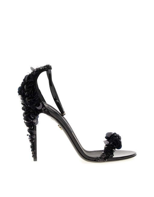 CALFSKIN SANDALS WITH SEQUIN EMBELLISHMENT