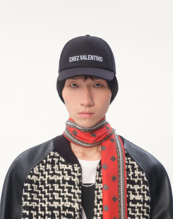 Baseball Cap Chez Valentino In Cotone Con Ricamo