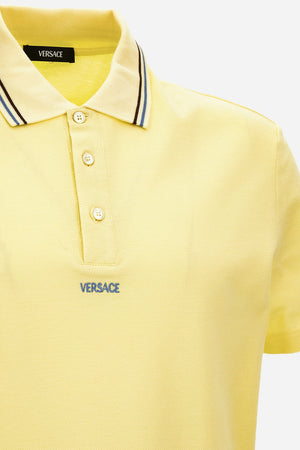 Polo In Piquet Fabric-Versace Embroidery
