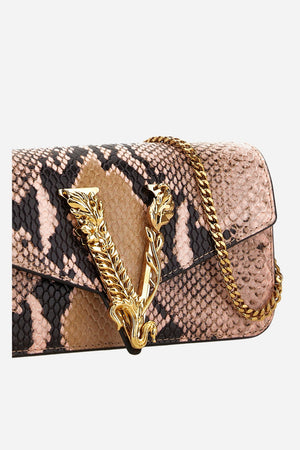 Virtus Mini Chain Crossbody In Printed Python Calf Leather