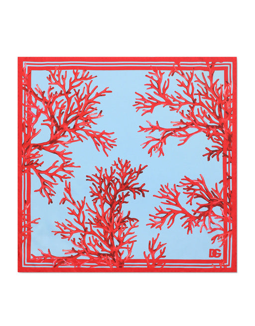 CORAL-PRINT SILK BANDANNA
