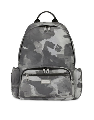 CAMOUFLAGE-PRINT NYLON BACKPACK WITH BRANDED TAG