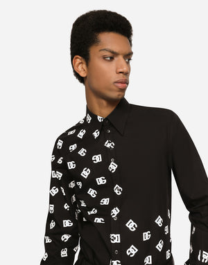 COTTON MARTINI-FIT SHIRT WITH DG LOGO PRINT