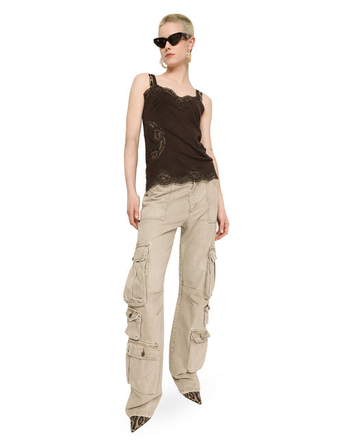 WOOL JERSEY LINGERIE TOP WITH LACE INLAYS