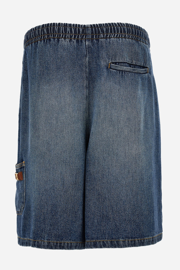 Short Denim In Dirty Indigo Wash Denim
