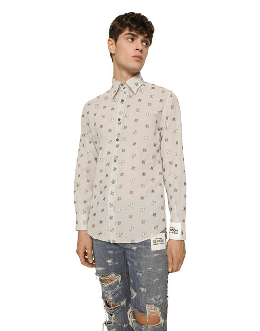 POPLIN SHIRT WITH FLOWER EMBROIDERY