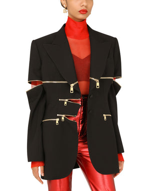 SINGLE-BREASTED JACKET WITH ZIPPER