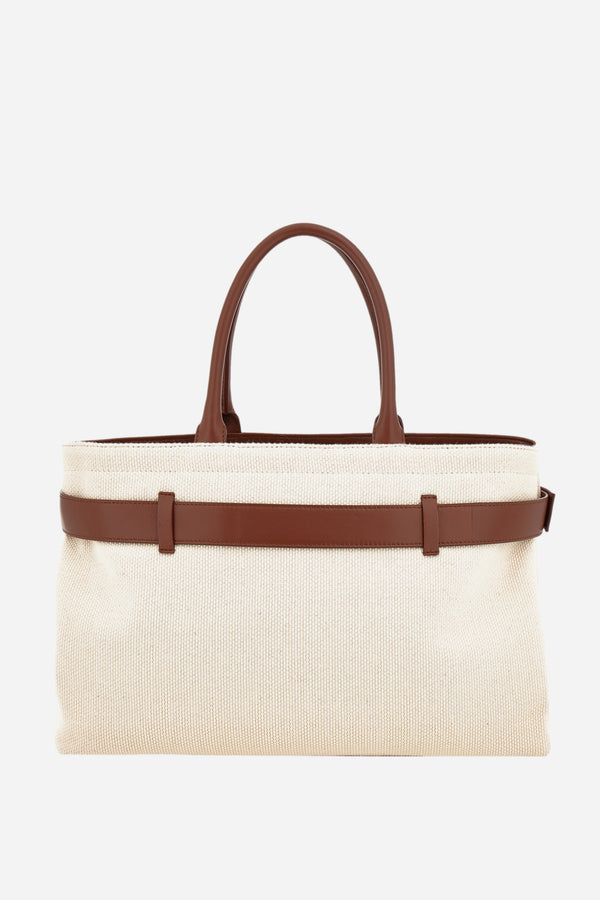 La Medusa Large Tote In Fabric-Calf Leather