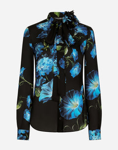 LIGHT SATIN SHIRT WITH BLUEBELL PRINT