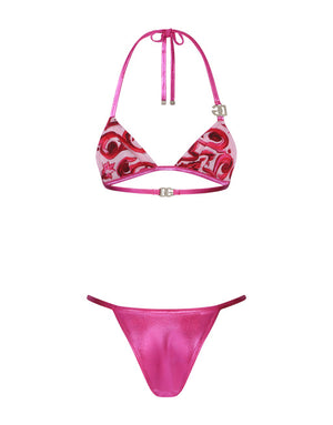 LAMINATED TRIANGLE BIKINI TOP WITH DG LOGO