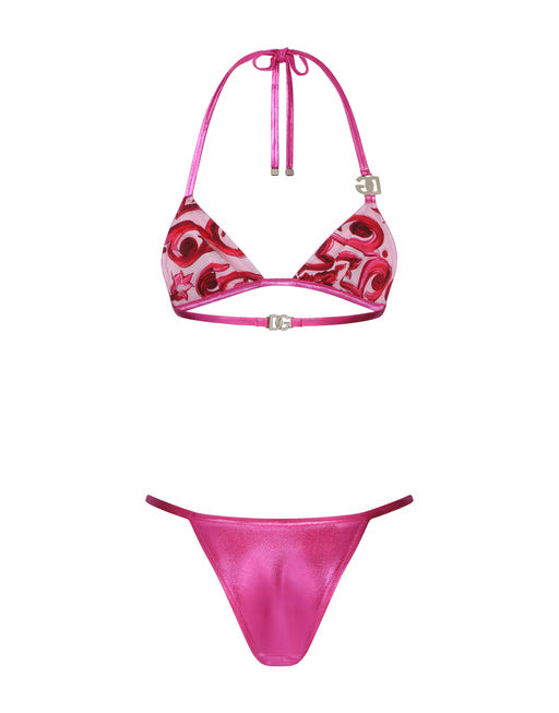 LAMINATED TRIANGLE BIKINI TOP WITH DG LOGO