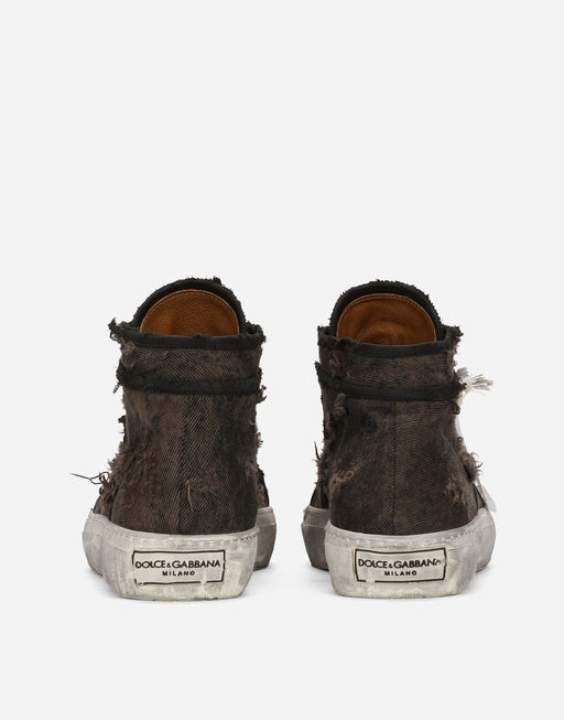 PATCHWORK DENIM VINTAGE MID-TOP SNEAKERS