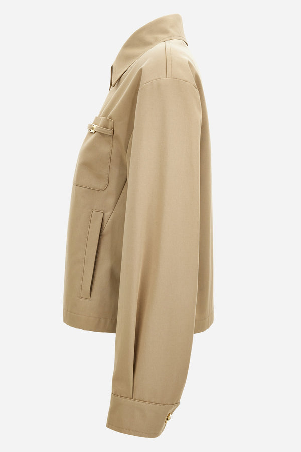 Blouson In Cotton Fabric With Allover Chain Print Lining