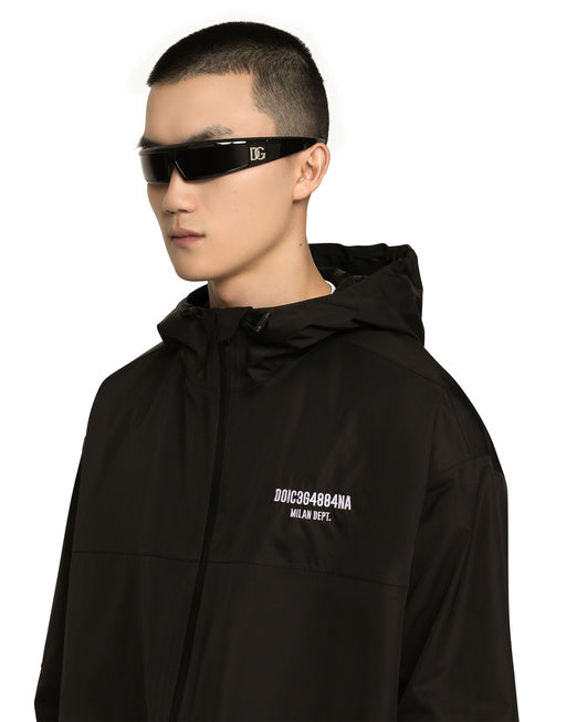 HOODED NYLON JACKET WITH DGVIB3 PATCH