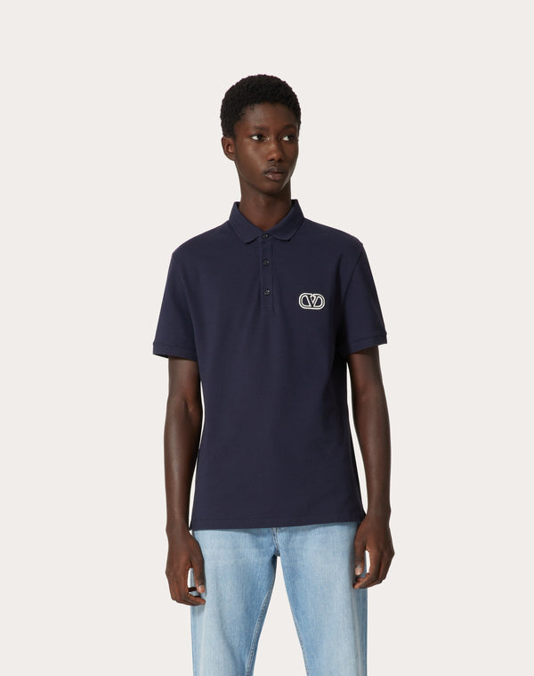 Polo In Piquet Di Cotone Con Patch Vlogo Signature