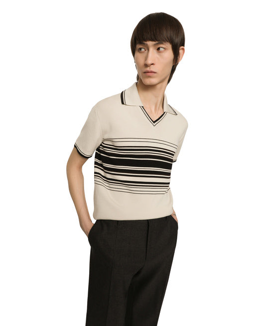WOOL POLO-SHIRT WITH CONTRASTING STRIPES