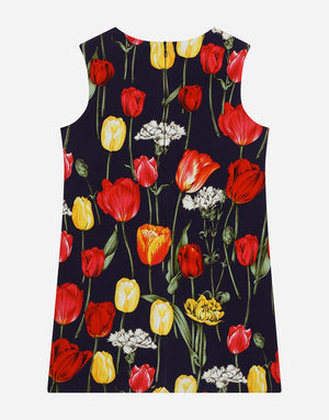 INTERLOCK DRESS WITH TULIP PRINT
