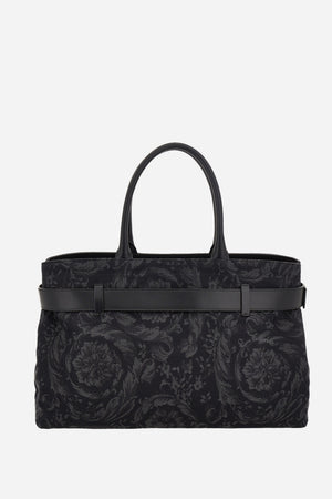La Medusa Large Tote In Jacquard Fabric-Calf Leather