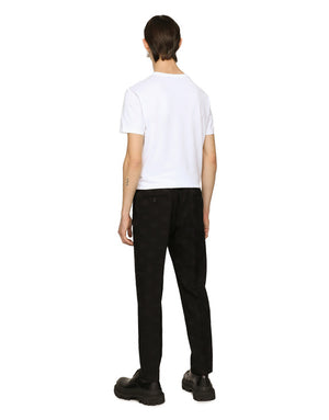 STRETCH WOOL JACQUARD PANTS WITH DG MONOGRAM