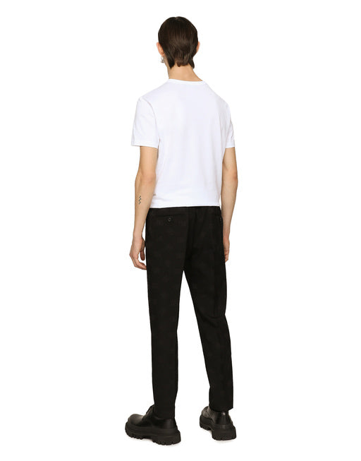 STRETCH WOOL JACQUARD PANTS WITH DG MONOGRAM