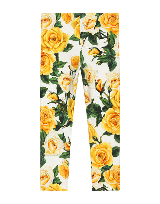 INTERLOCK LEGGINGS WITH YELLOW ROSE PRINT