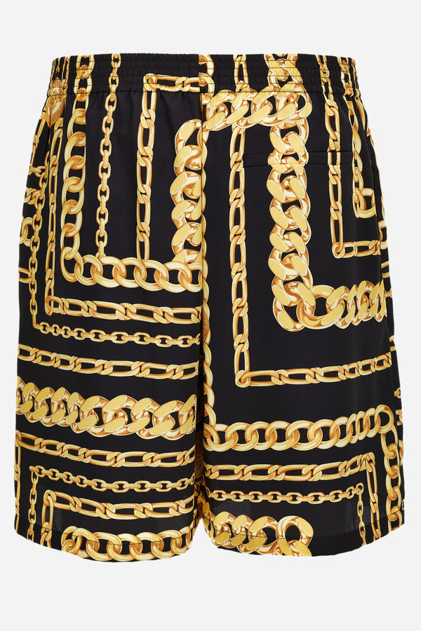 Shorts In Twill Poly  Medusa Chain Print Allover