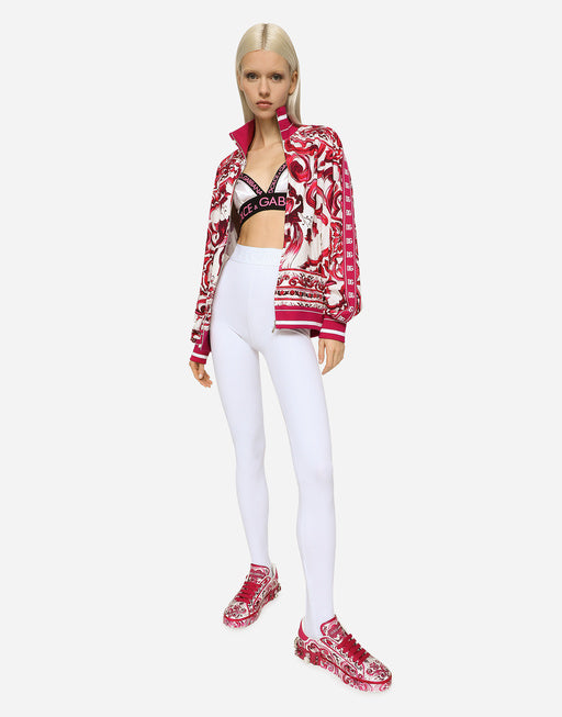 ZIP-UP CADY SWEATSHIRT WITH MAJOLICA PRINT