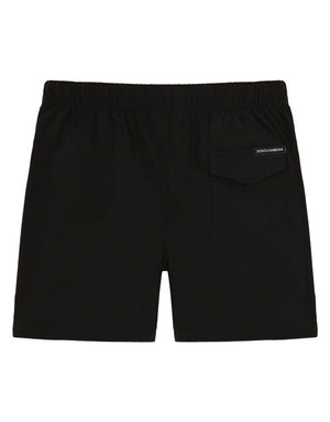 NYLON SWIM SHORTS WITH ALL-OVER LOGO PRINT
