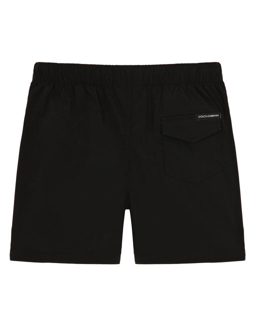 NYLON SWIM SHORTS WITH ALL-OVER LOGO PRINT