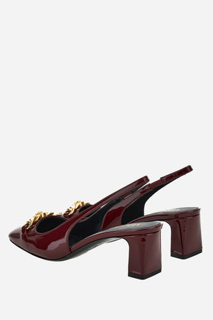 Icon Chain Sling Back  In Patent Leather