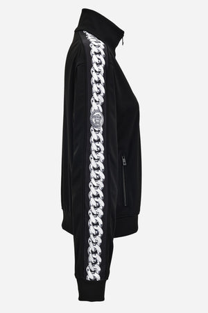 Sweatshirt In Compact Techno Jersey Fabric-Chain Print Inserts