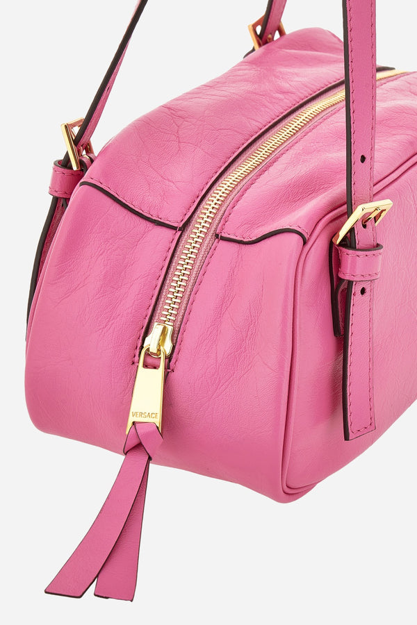 Versace Tag Shoulder In Lamb Leather