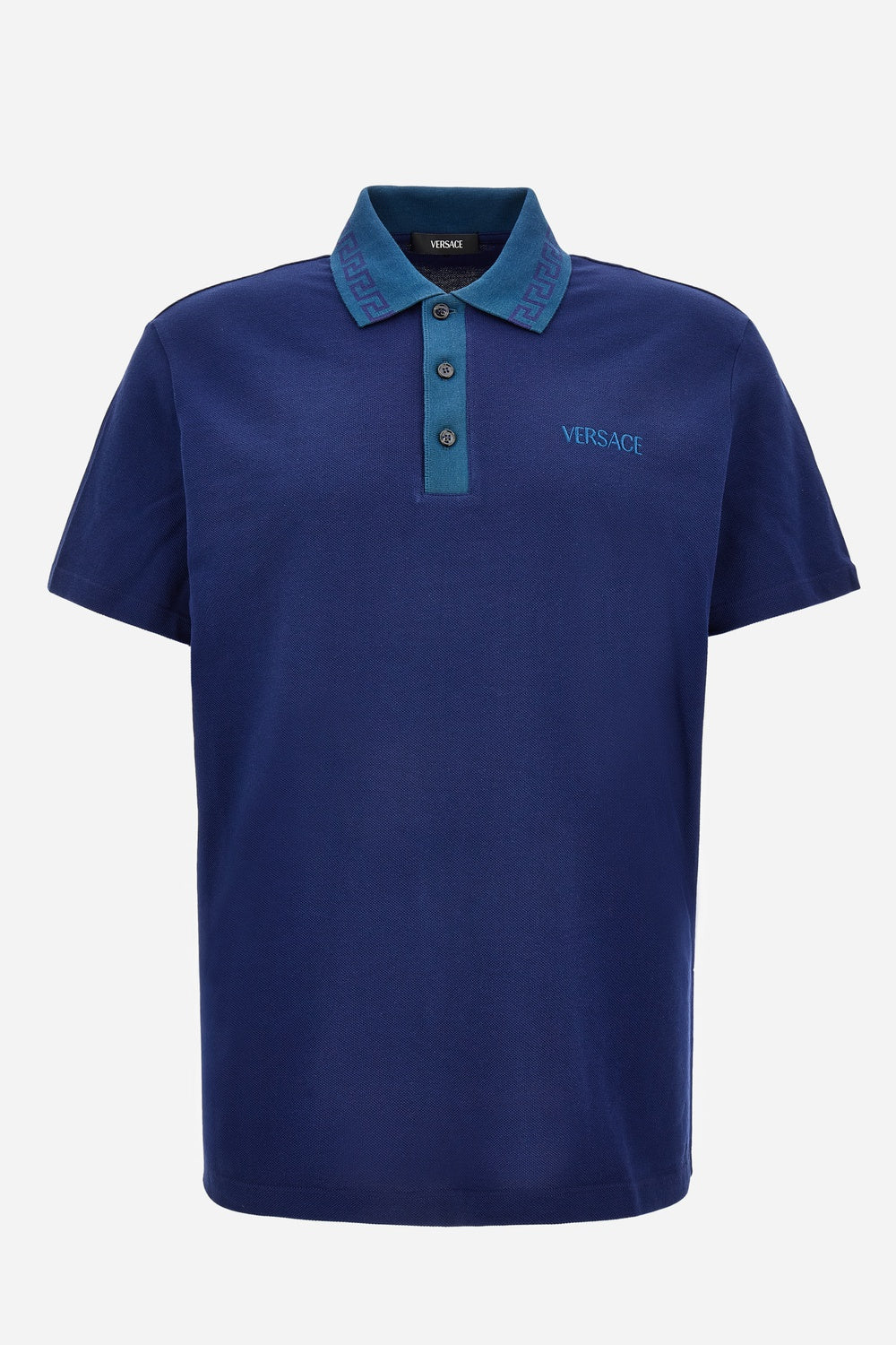 Polo In Piquet Fabric - Greek Key Collar