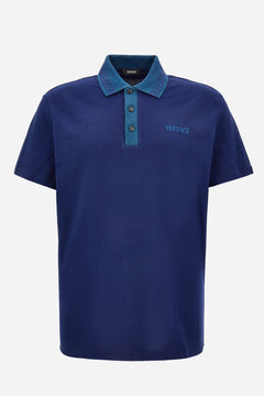 Polo In Piquet Fabric - Greek Key Collar