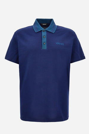 Polo In Piquet Fabric - Greek Key Collar