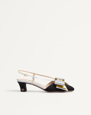 Décolleté Slingback Bowow In Tessuto Moirè 45Mm