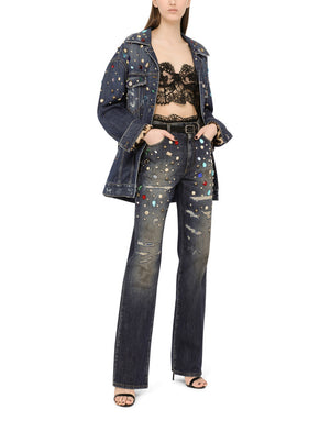 DENIM JACKET WITH RHINESTONE DETAILS
