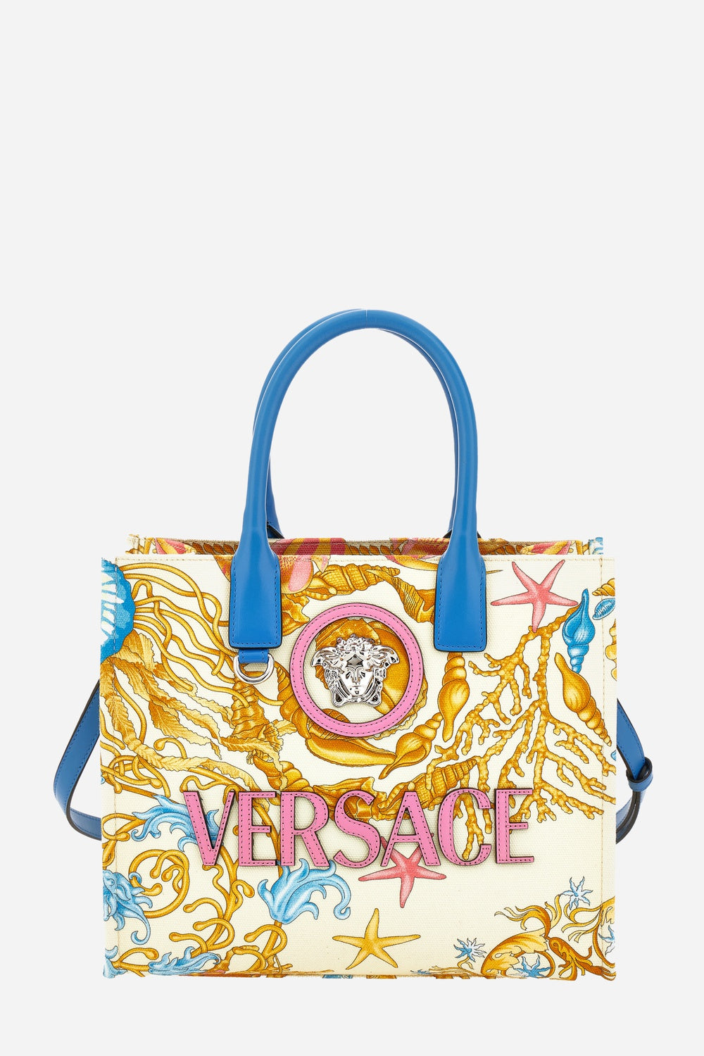 La Medusa Small Tote In Fabric+Calf Leather