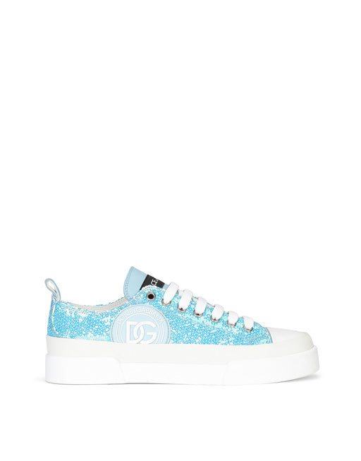 RUBBERIZED CALFSKIN PORTOFINO LIGHT SNEAKERS WITH MICRO-SEQUINS