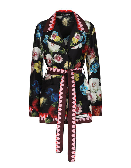 TWILL PAJAMA SHIRT WITH NOCTURNAL FLOWER PRINT