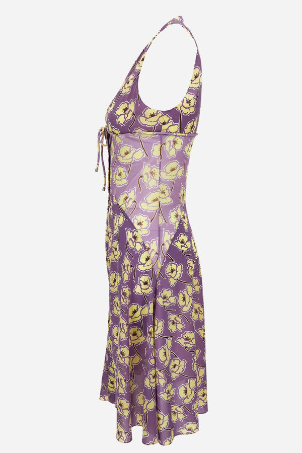 Dress In Poppies On Stretch Silk Georgette