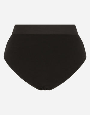 HIGH-WAISTED JERSEY BRIEFS WITH BRANDED ELASTIC