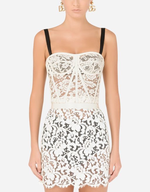LAMINATED LACE BUSTIER